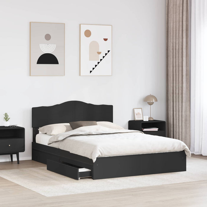 Pat cu storage cu sertar Negru 150 x 200 cm Lemn prelucrat WALTI