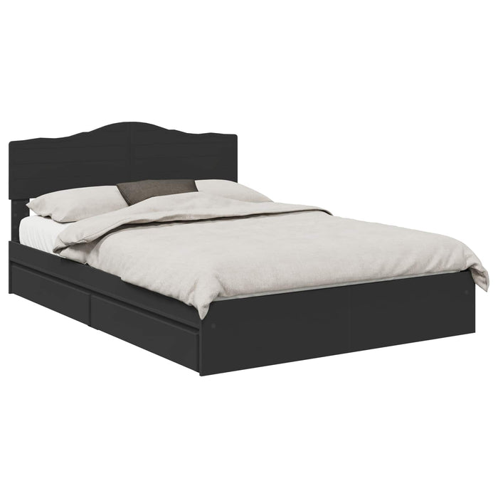 Pat cu storage cu sertar Negru 150 x 200 cm Lemn prelucrat WALTI