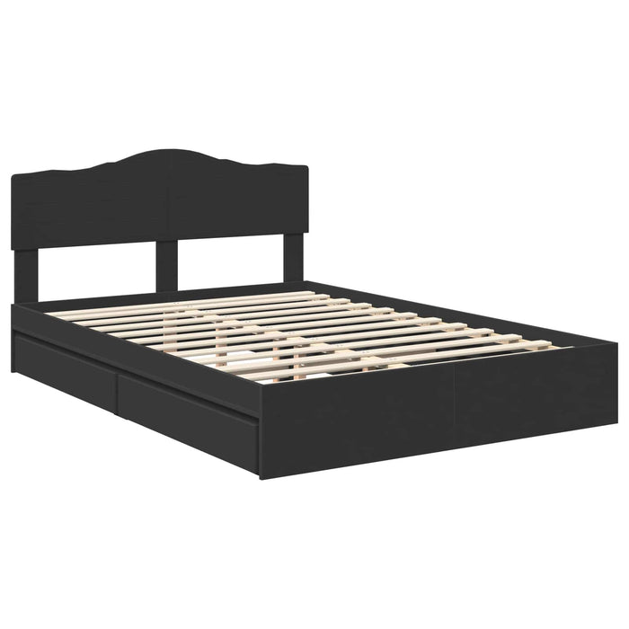Pat cu storage cu sertar Negru 150 x 200 cm Lemn prelucrat WALTI