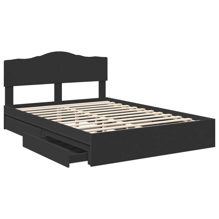 Pat cu storage cu sertar Negru 150 x 200 cm Lemn prelucrat WALTI