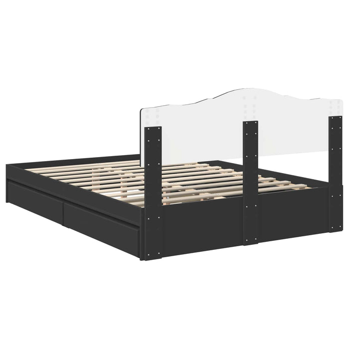 Pat cu storage cu sertar Negru 150 x 200 cm Lemn prelucrat WALTI