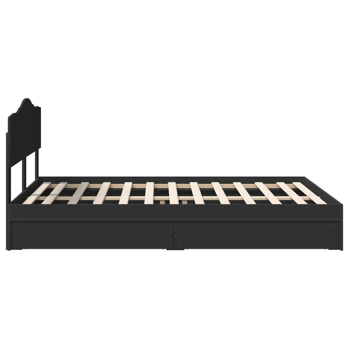 Pat cu storage cu sertar Negru 150 x 200 cm Lemn prelucrat WALTI