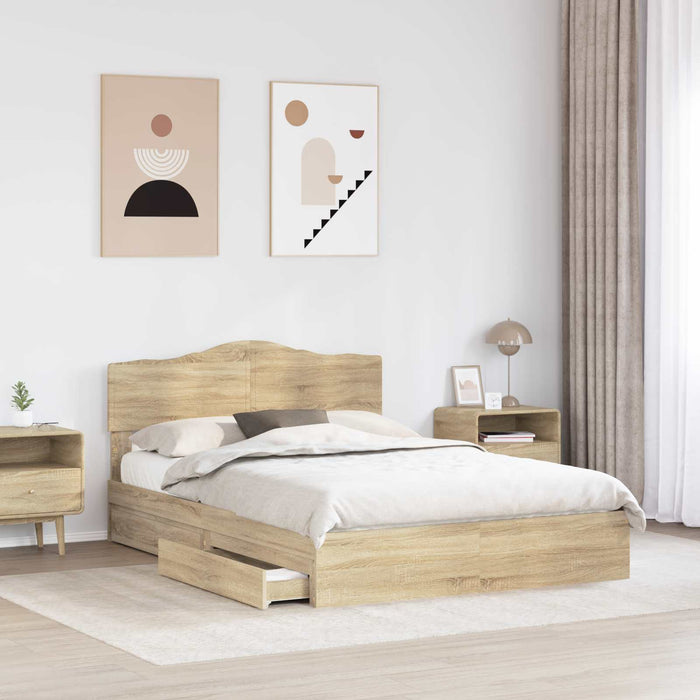 Pat cu storage Stejar Sonoma 150 x 200 cm Lemn compozit - WALTI WALTI