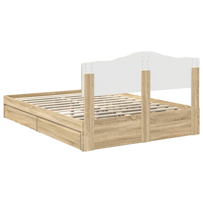 Pat cu storage Stejar Sonoma 150 x 200 cm Lemn compozit - WALTI WALTI