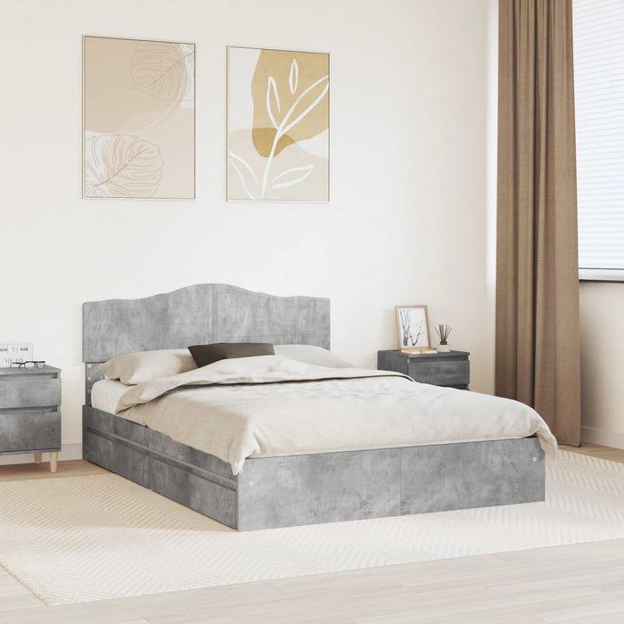 Pat cu storage Gri din beton 150 x 200 cm Lemn compozit - WALTI WALTI