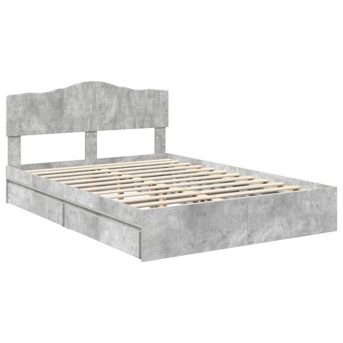 Pat cu storage Gri din beton 150 x 200 cm Lemn compozit - WALTI WALTI
