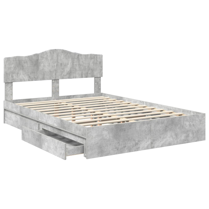 Pat cu storage Gri din beton 150 x 200 cm Lemn compozit - WALTI WALTI