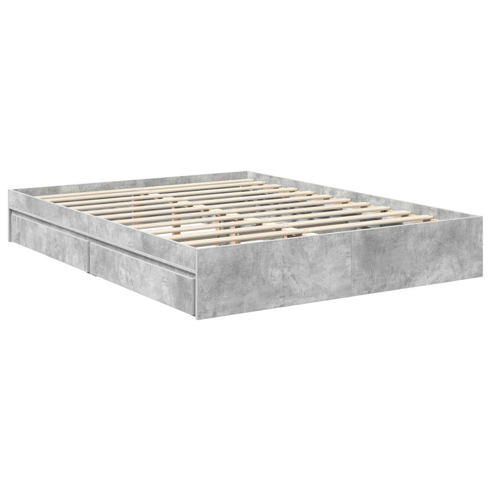 Pat cu storage Gri din beton 150 x 200 cm Lemn compozit - WALTI WALTI