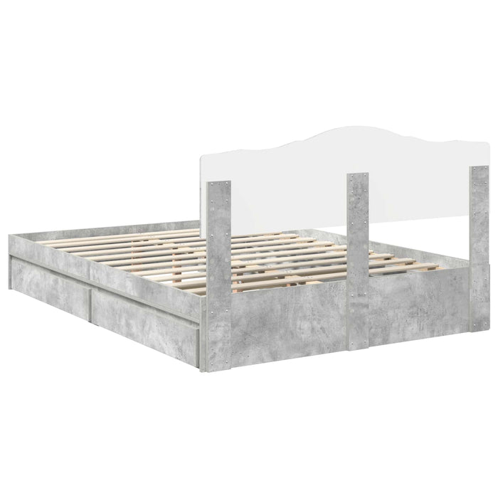 Pat cu storage Gri din beton 150 x 200 cm Lemn compozit - WALTI WALTI