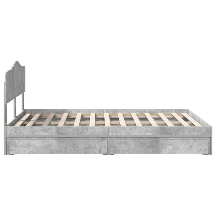 Pat cu storage Gri din beton 150 x 200 cm Lemn compozit - WALTI WALTI