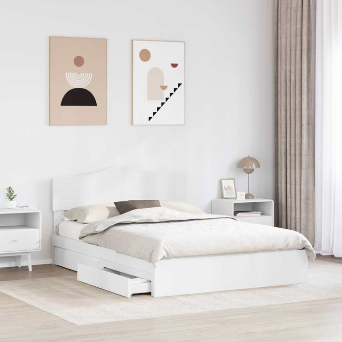 Pat cu storage cu headboard Alb 140 x 200 cm Lemn compozit - WALTI WALTI