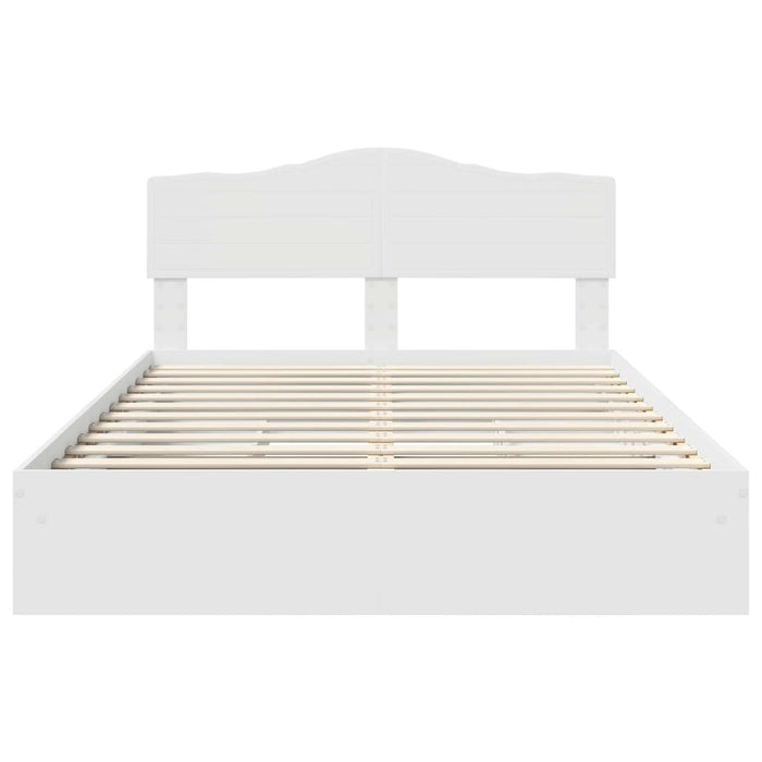Pat cu storage cu headboard Alb 140 x 200 cm Lemn compozit - WALTI WALTI