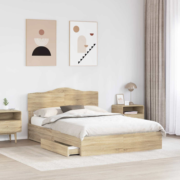 Pat cu storage Stejar Sonoma 140 x 200 cm Lemn compozit - WALTI WALTI
