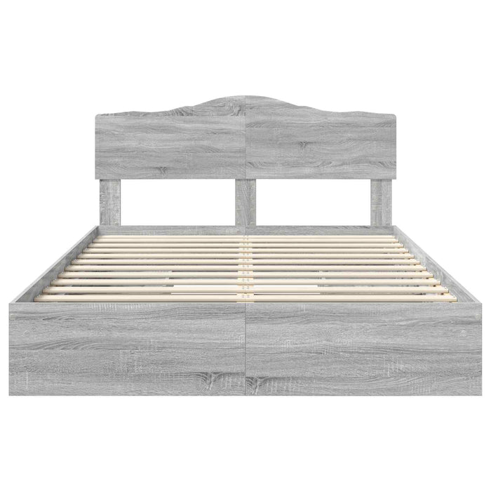 Pat cu storage cu sertar Gri Sonoma 140 x 200 cm Lemn compozit - WALTI WALTI