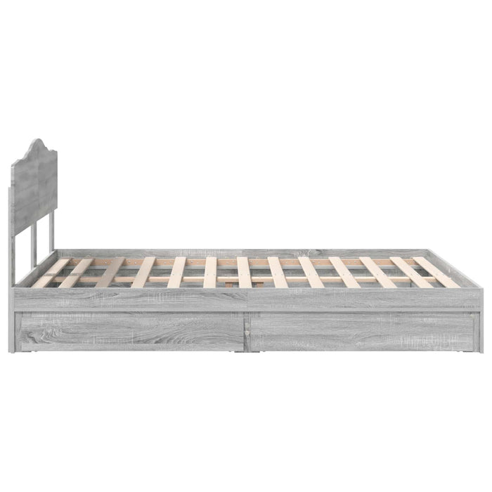 Pat cu storage cu sertar Gri Sonoma 140 x 200 cm Lemn compozit - WALTI WALTI