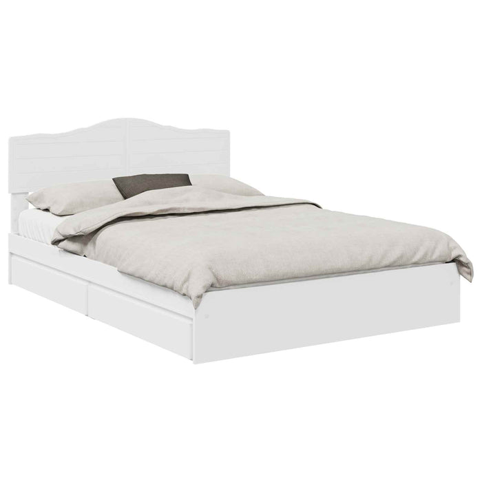 Pat cu storage cu headboard Alb 140 x 190 cm Lemn compozit - WALTI WALTI