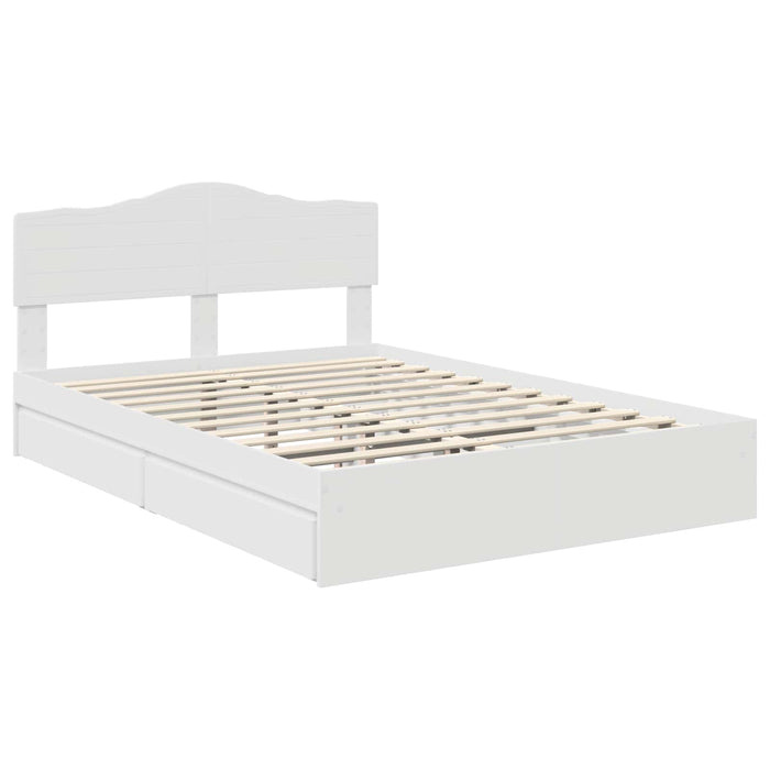 Pat cu storage cu headboard Alb 140 x 190 cm Lemn compozit - WALTI WALTI