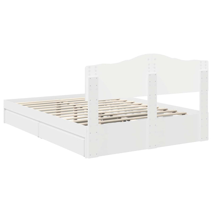 Pat cu storage cu headboard Alb 140 x 190 cm Lemn compozit - WALTI WALTI