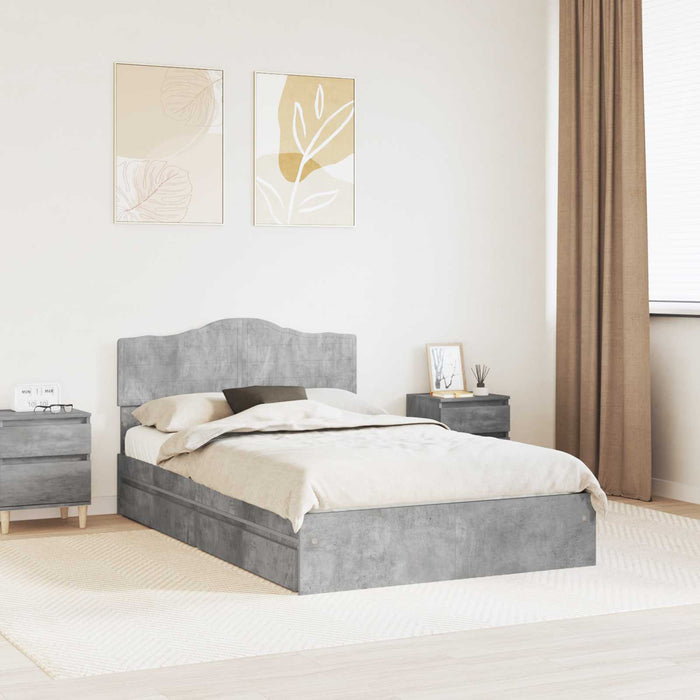 Pat cu storage Gri din beton 135 x 190 cm Lemn compozit - WALTI WALTI