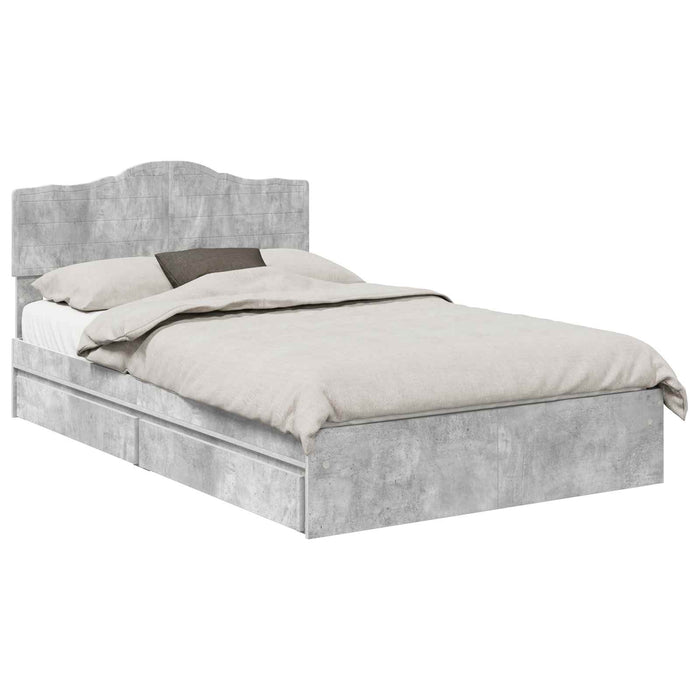 Pat cu storage Gri din beton 135 x 190 cm Lemn compozit - WALTI WALTI