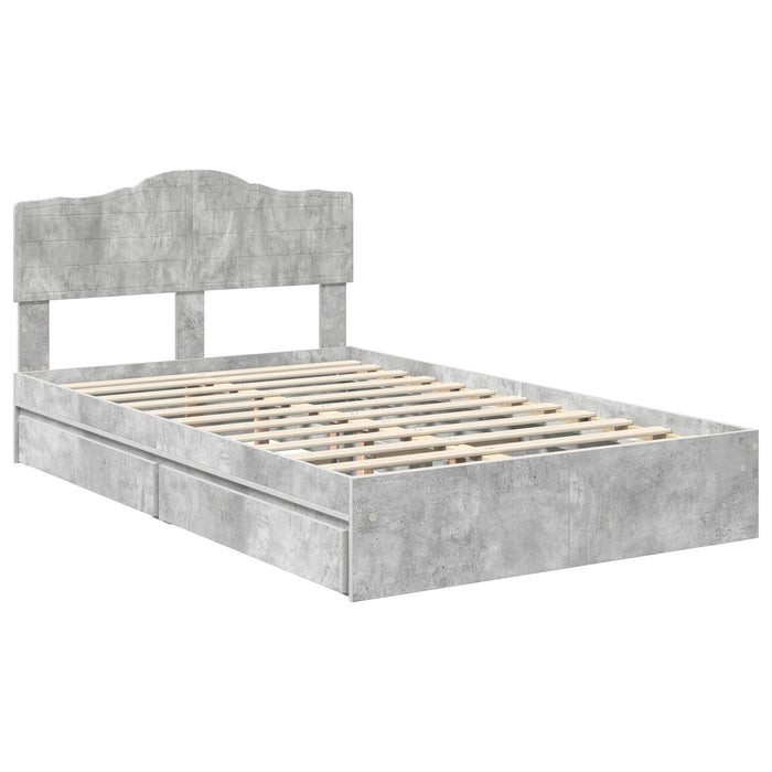 Pat cu storage Gri din beton 135 x 190 cm Lemn compozit - WALTI WALTI