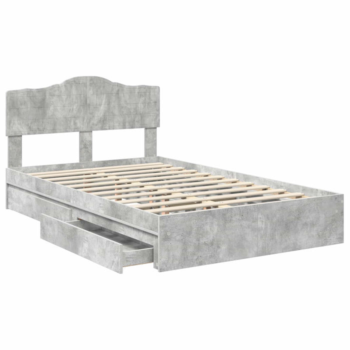 Pat cu storage Gri din beton 135 x 190 cm Lemn compozit - WALTI WALTI