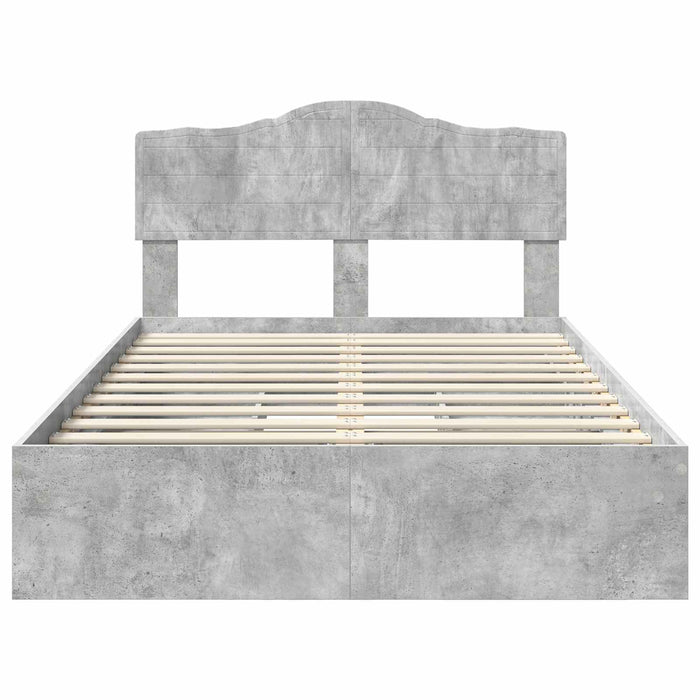 Pat cu storage Gri din beton 135 x 190 cm Lemn compozit - WALTI WALTI