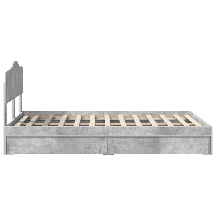 Pat cu storage Gri din beton 135 x 190 cm Lemn compozit - WALTI WALTI