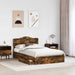 Pat cu storage Stejar fumuriu 135 x 190 cm Lemn compozit - WALTI WALTI