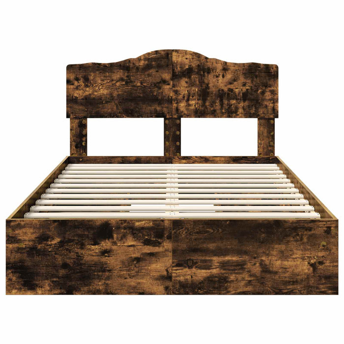 Pat cu storage Stejar fumuriu 135 x 190 cm Lemn compozit - WALTI WALTI