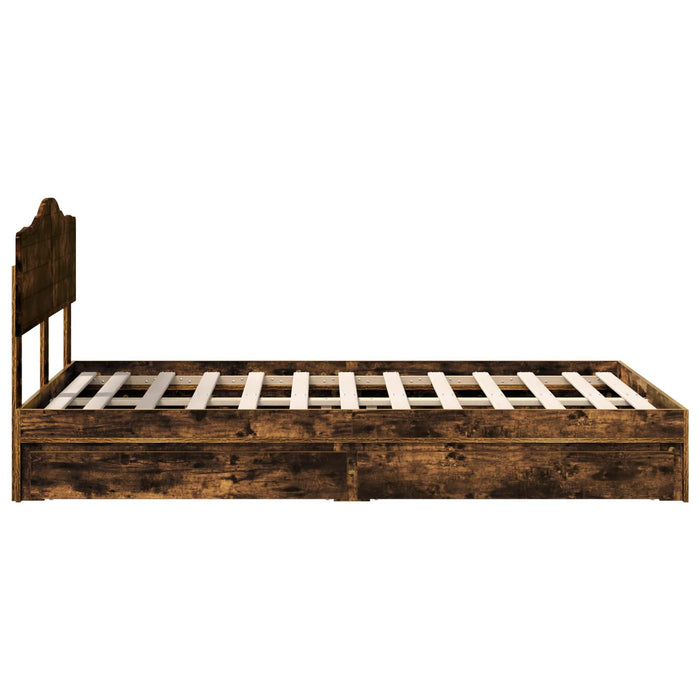 Pat cu storage Stejar fumuriu 135 x 190 cm Lemn compozit - WALTI WALTI