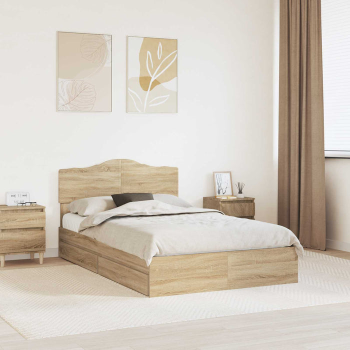 Pat cu storage Stejar Sonoma 120 x 200 cm Lemn prelucrat WALTI
