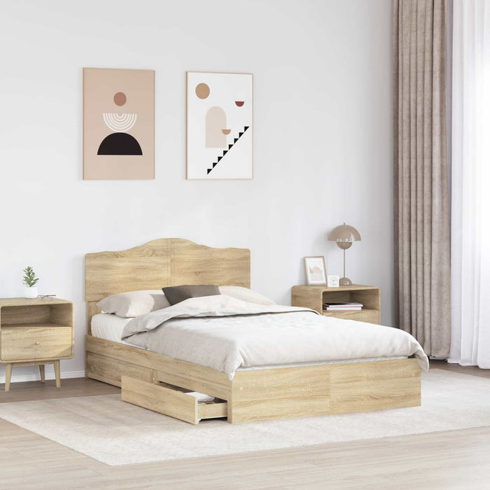 Pat cu storage Stejar Sonoma 120 x 200 cm Lemn prelucrat WALTI
