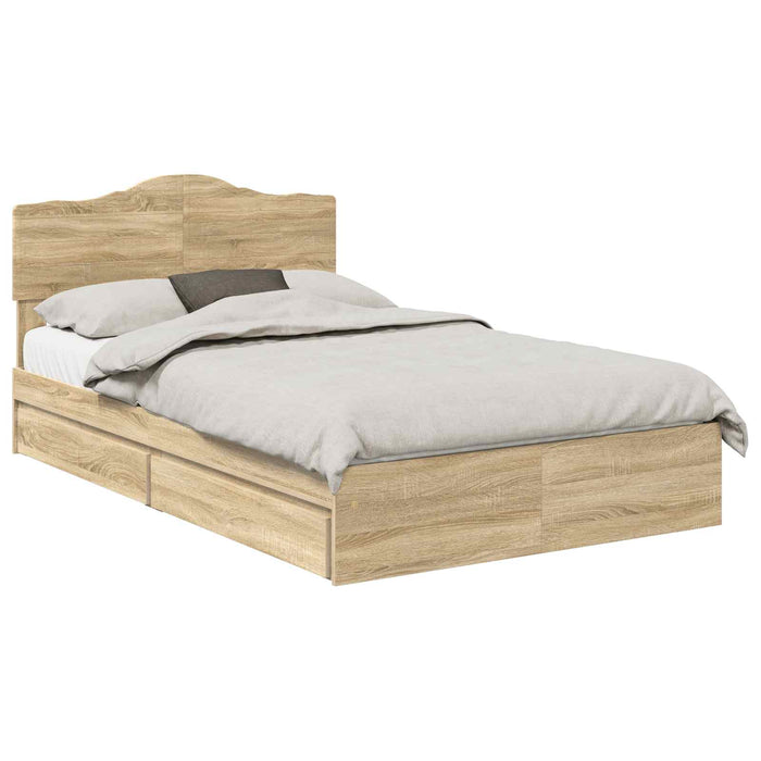 Pat cu storage Stejar Sonoma 120 x 200 cm Lemn prelucrat WALTI