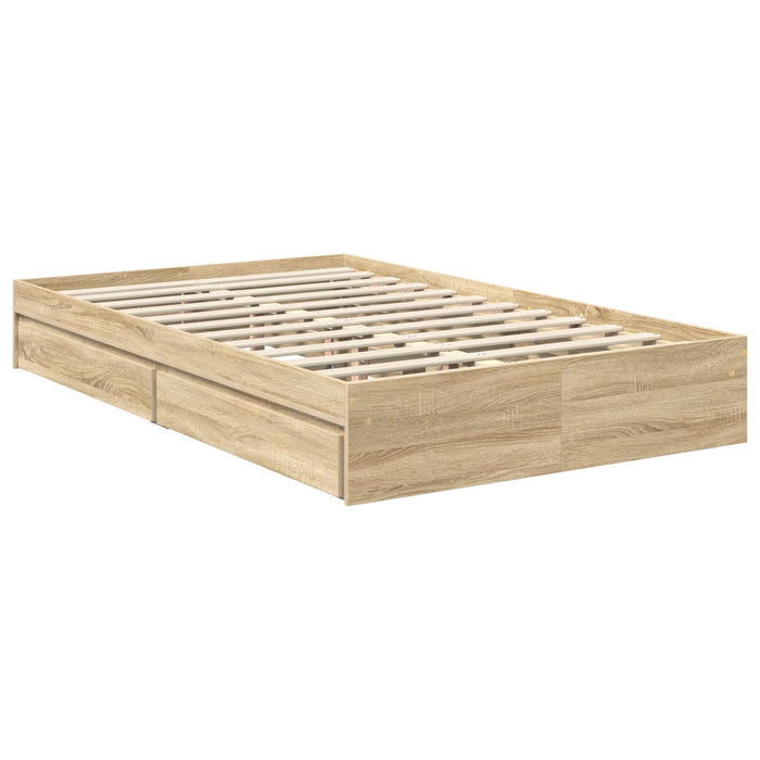 Pat cu storage Stejar Sonoma 120 x 200 cm Lemn prelucrat WALTI