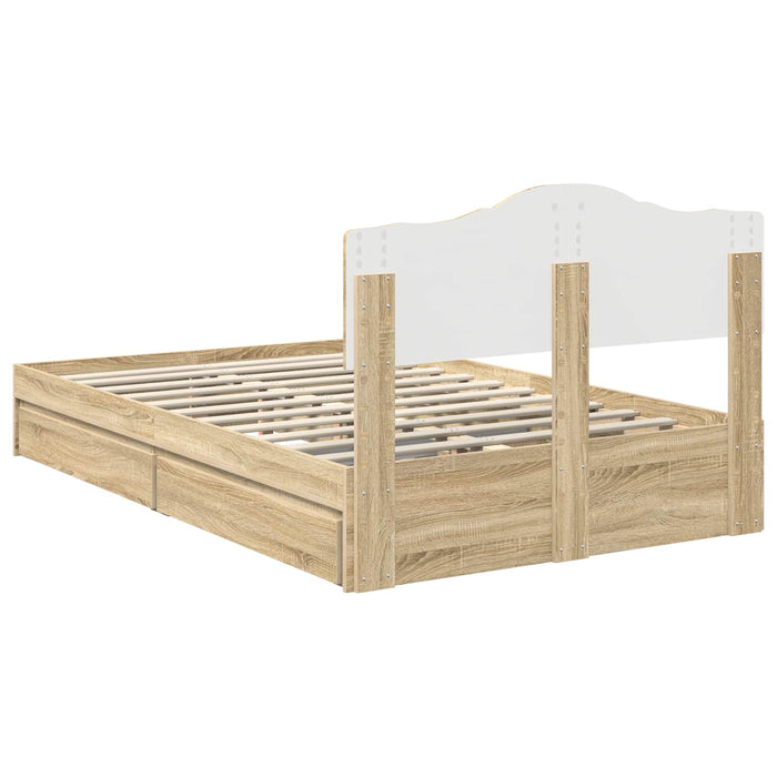 Pat cu storage Stejar Sonoma 120 x 200 cm Lemn prelucrat WALTI