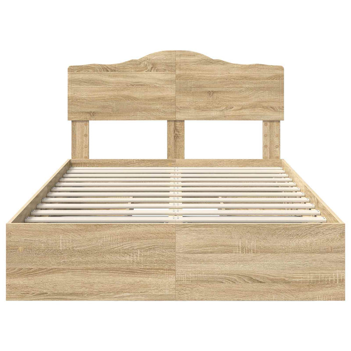 Pat cu storage Stejar Sonoma 120 x 200 cm Lemn prelucrat WALTI