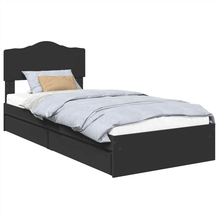 Pat cu storage cu sertar Negru 100 x 200 cm Lemn prelucrat - WALTI WALTI