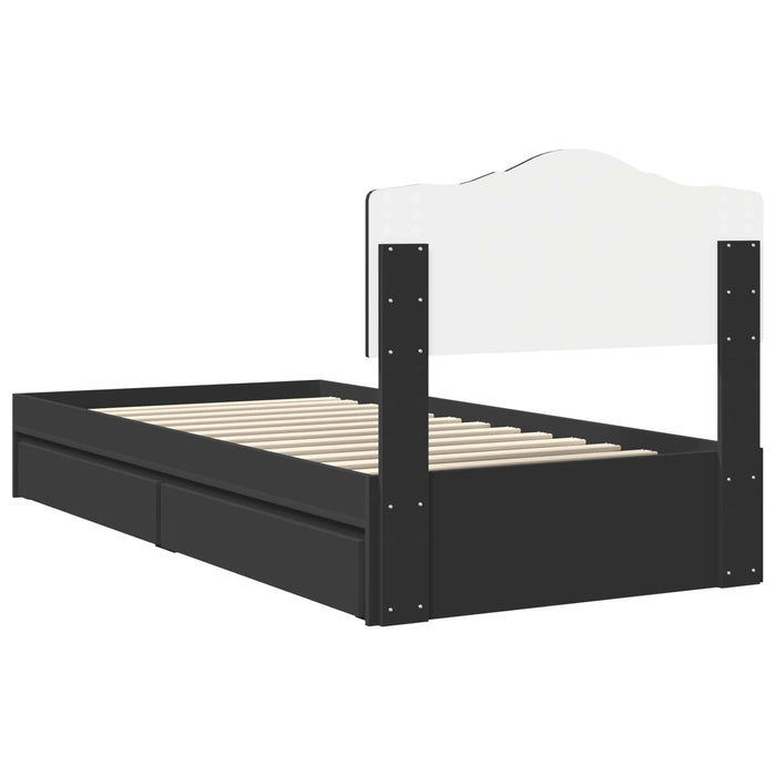 Pat cu storage cu sertar Negru 100 x 200 cm Lemn prelucrat - WALTI WALTI
