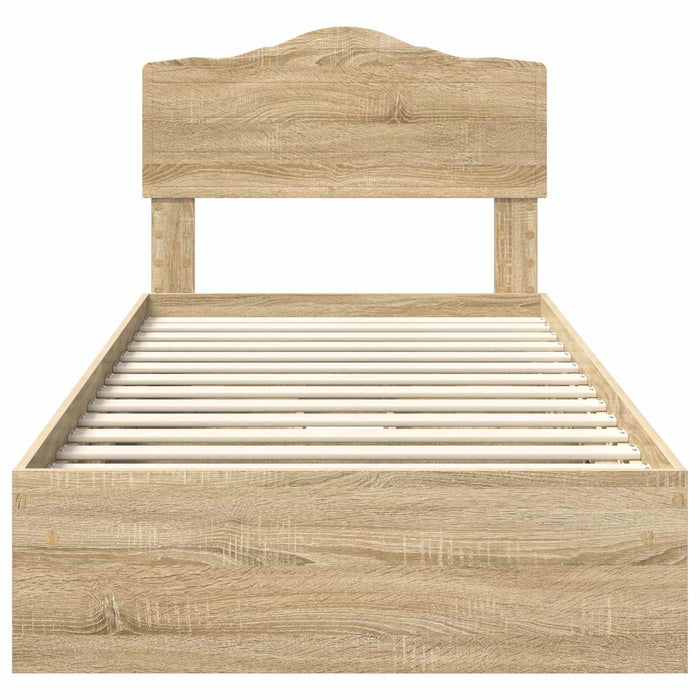 Pat cu storage Stejar Sonoma 100 x 200 cm Lemn compozit - WALTI WALTI