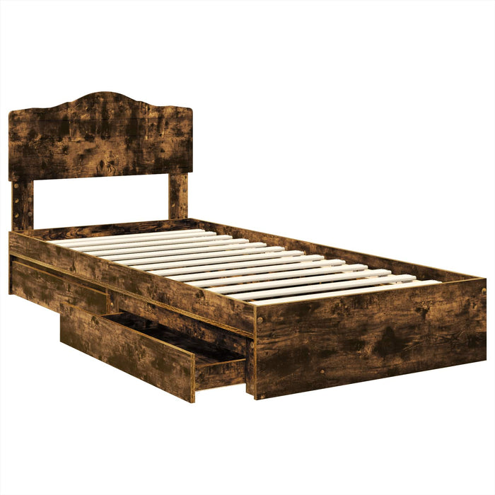Pat cu storage Stejar fumuriu 100 x 200 cm Lemn compozit - WALTI WALTI