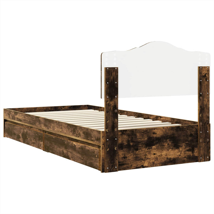 Pat cu storage Stejar fumuriu 100 x 200 cm Lemn compozit - WALTI WALTI