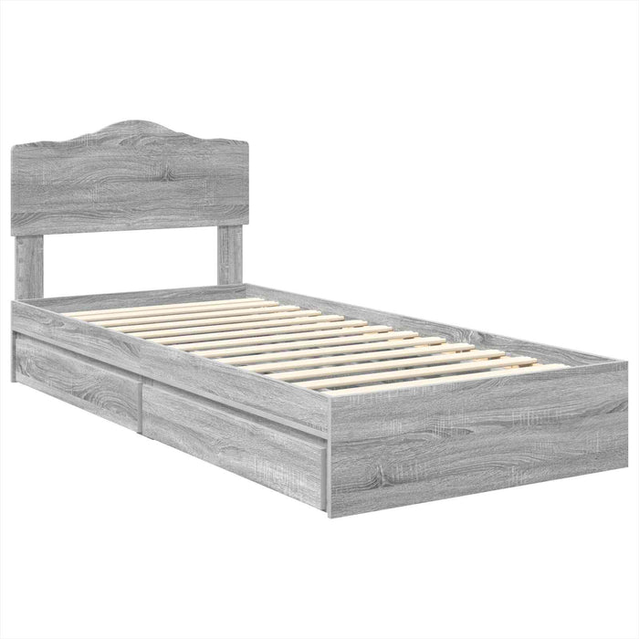 Pat cu storage cu sertar Gri Sonoma 100 x 200 cm Lemn compozit - WALTI WALTI