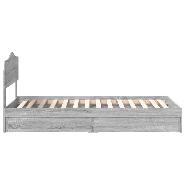 Pat cu storage cu sertar Gri Sonoma 100 x 200 cm Lemn compozit - WALTI WALTI