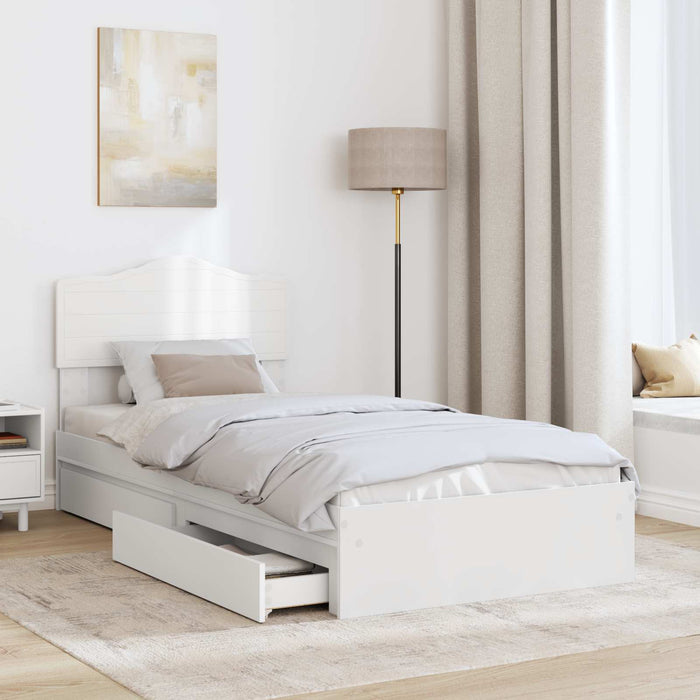 Pat cu storage cu headboard Alb 90 x 200 cm Lemn compozit - WALTI WALTI