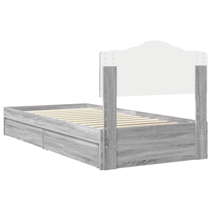 Pat cu storage cu sertar Gri Sonoma 90 x 200 cm Lemn compozit - WALTI WALTI