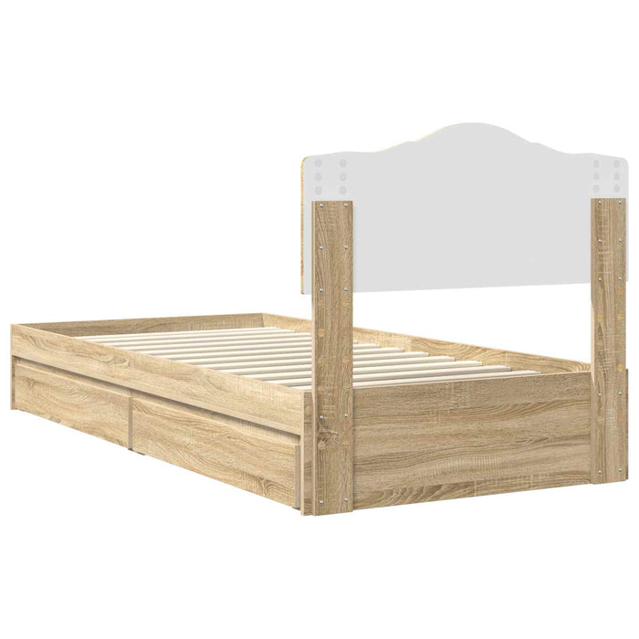 Pat cu storage Stejar Sonoma 90 x 190 cm Lemn compozit - WALTI WALTI