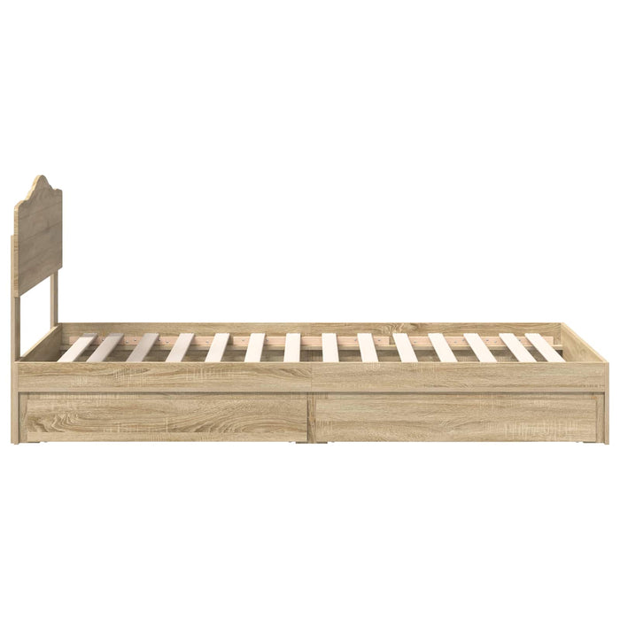 Pat cu storage Stejar Sonoma 90 x 190 cm Lemn compozit - WALTI WALTI