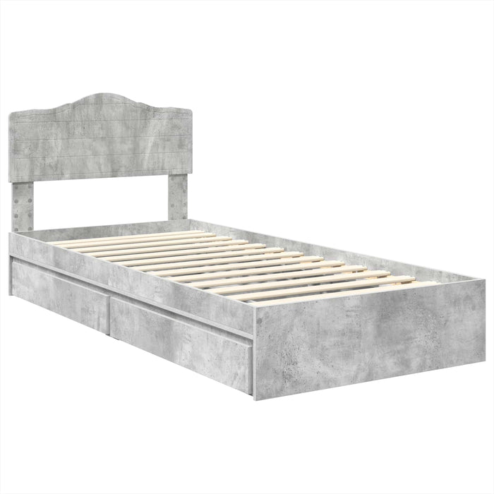 Pat cu storage Gri din beton 90 x 190 cm Lemn compozit - WALTI WALTI