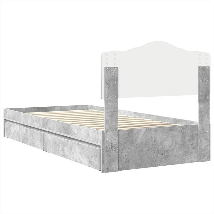 Pat cu storage Gri din beton 90 x 190 cm Lemn compozit - WALTI WALTI